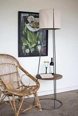 Side Table Floor Lamp w/Canvas Shade