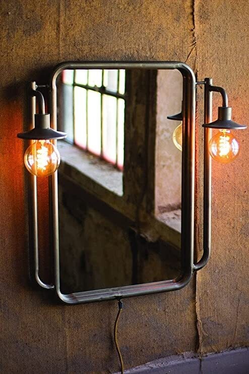 Wall Mirror with Two Lights