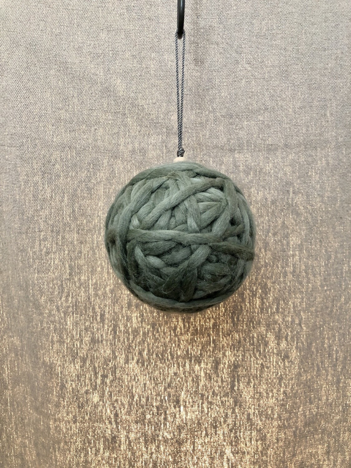 Yarn Ball Wrapped Ornament Green 5&quot;