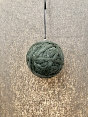 Yarn Ball Wrapped Ornament Green 5&quot;