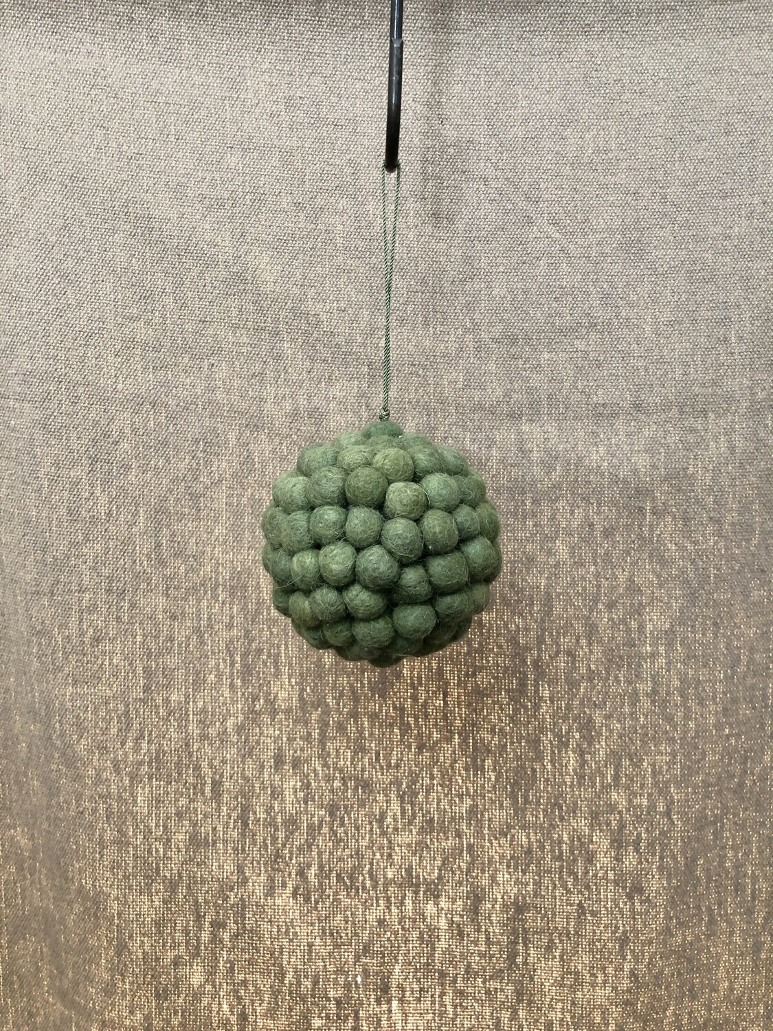 Felt Pompom Ball Ornament Green 4&quot;