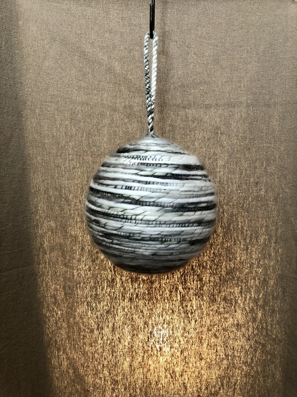 Yarn Ball Ornament GY/WH 8"