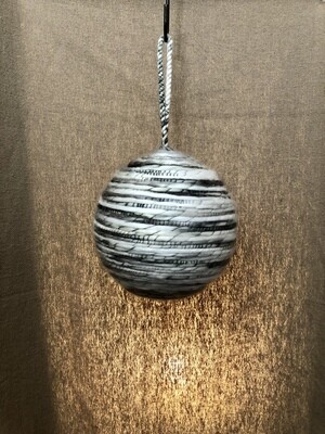 Yarn Ball Ornament GY/WH 8&quot;