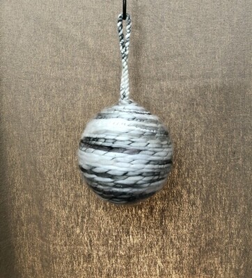 Yarn Ball Ornament GY/WH 6&quot;