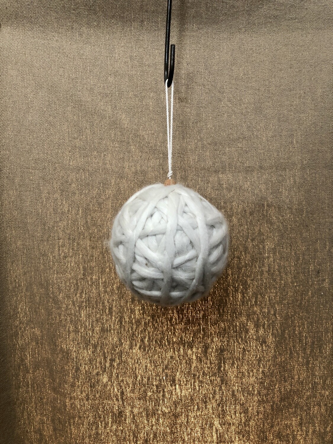 Yarn Ball Wrapped Ornament White 5&quot;