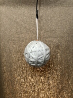Yarn Ball Wrapped Ornament White 5&quot;
