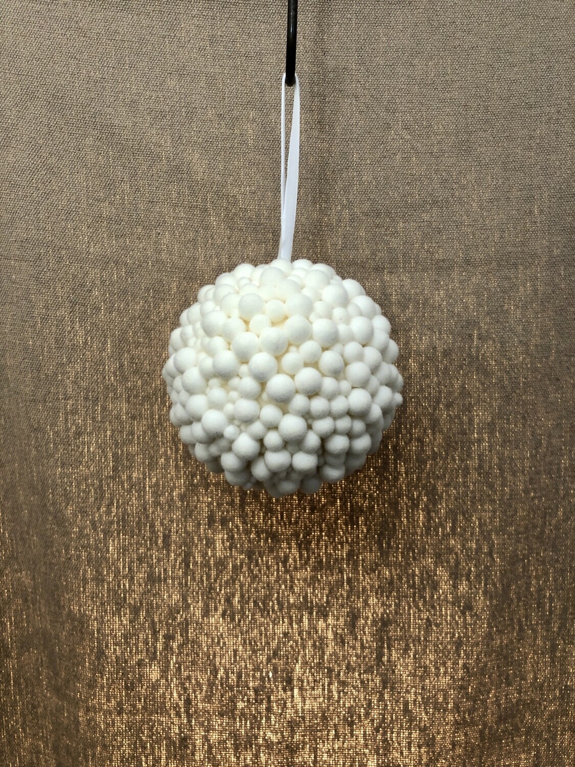 Pompom Ball Ornament White 5&quot;