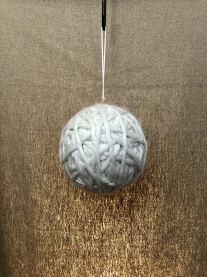 Yarn Ball Wrapped Ornament White 6&quot;