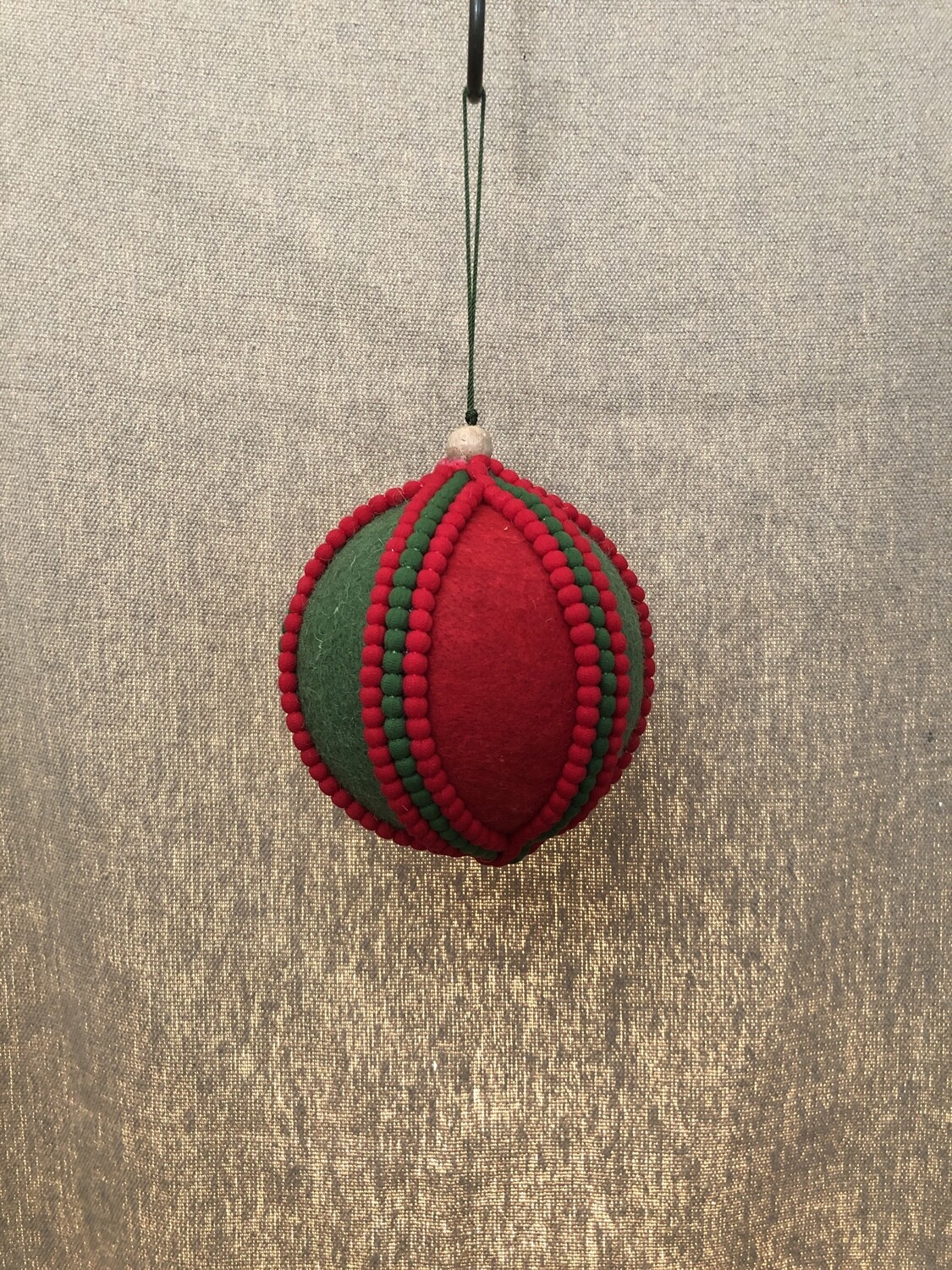 Felt Ball Ornament Red/Green 5&quot;