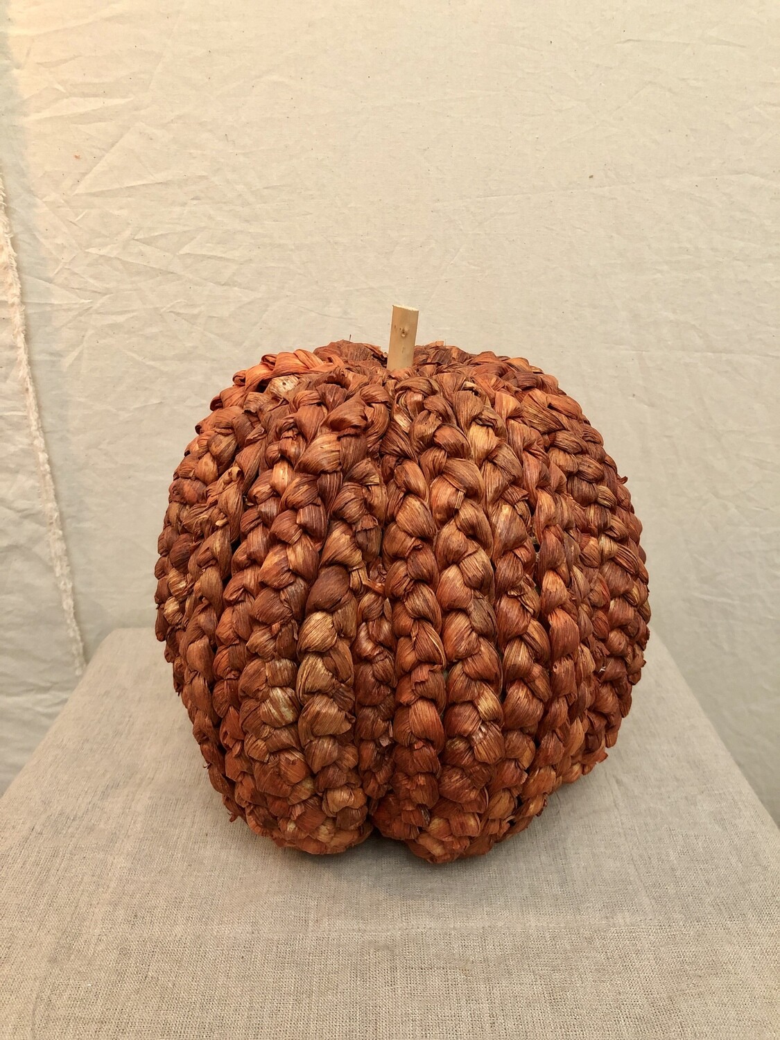 Corn Husk Pumpkin 10.25&quot; Orange