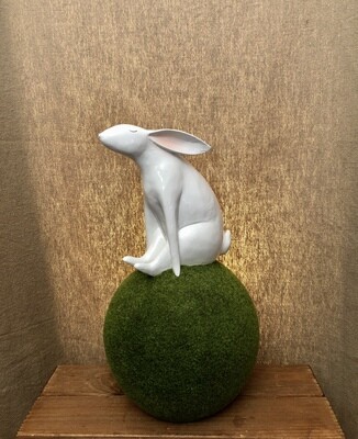 Bunny Sitting on Moss Ball 15"