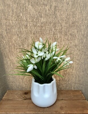 Snowdrop in Ceramic Vase White 11" Snowdrop in Ceramic Vase White 11"