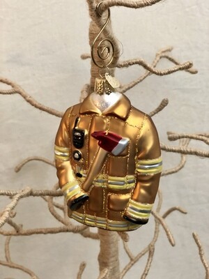 Fireman Jacket Glass Ornament