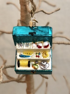 Fisherman Tackle Box Glass Ornament