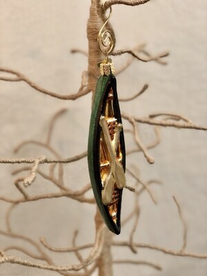 Kayak Green Glass Ornament