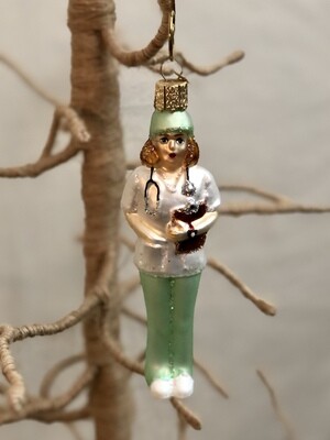 Girl Nurse Glass Ornament
