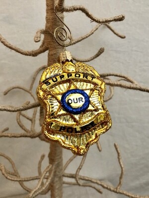 Policeman Badge Glass Ornament