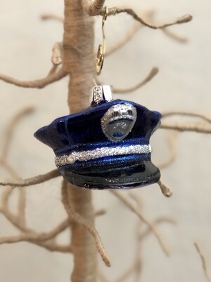 Policeman Hat Glass Ornament