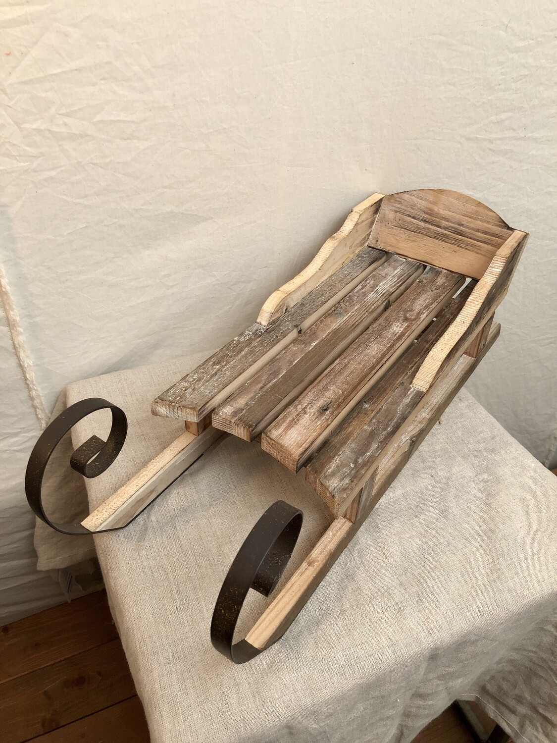 Natural Wooden Sleigh Lg