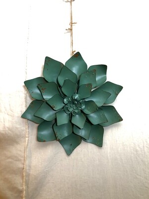 Metal Wall Flower Lg - Green