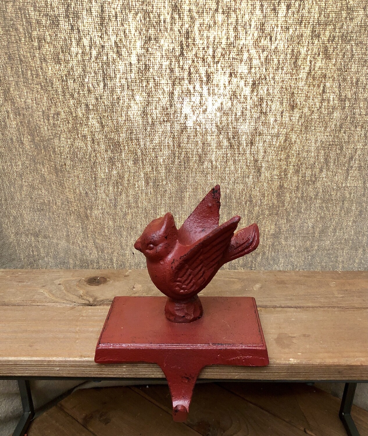 Iron Cardinal Stocking Holder I Iron Cardinal Stocking Holder I