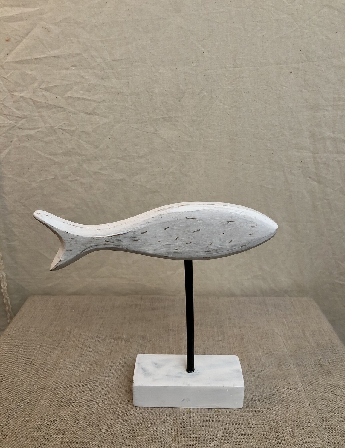 Wood &amp; Iron Deco Fish White