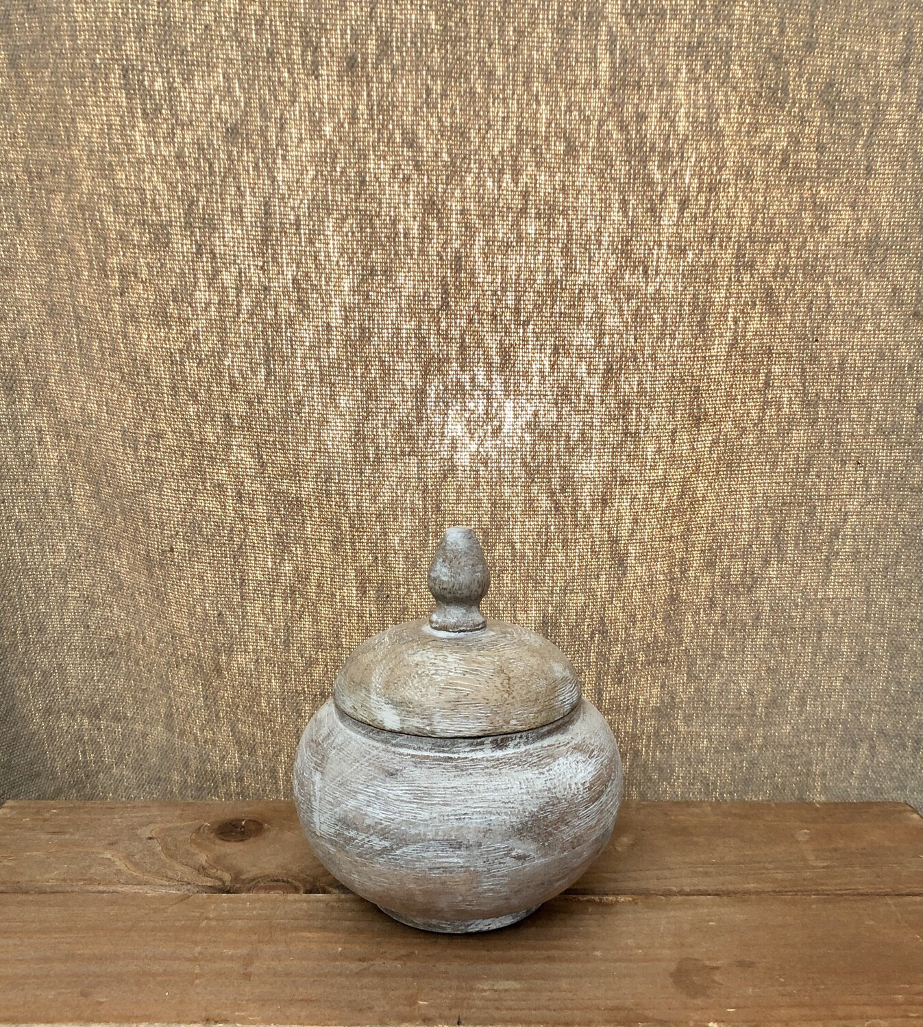 Deco Wood Box Whitewash Sm