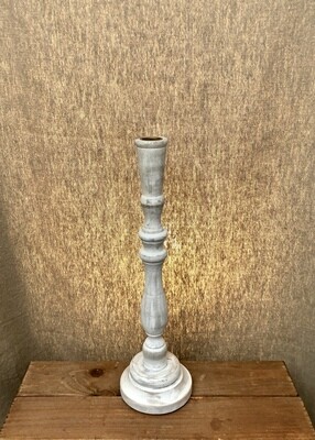Mango Wood Whitewash Candleholder Lg