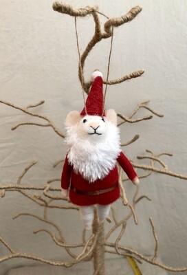 Santa Mouse Felt Ornament