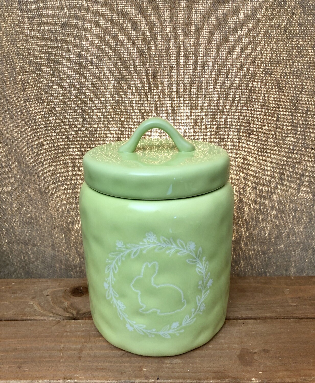 Ceramic Bunny Canister Sm Green