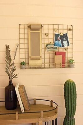 Antique Brass Wall Organizer w/Note Roll