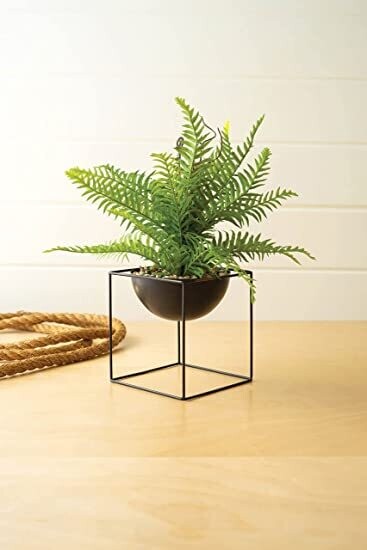 Artificial Fern on Square Iron Base Artificial Fern on Square Iron Base