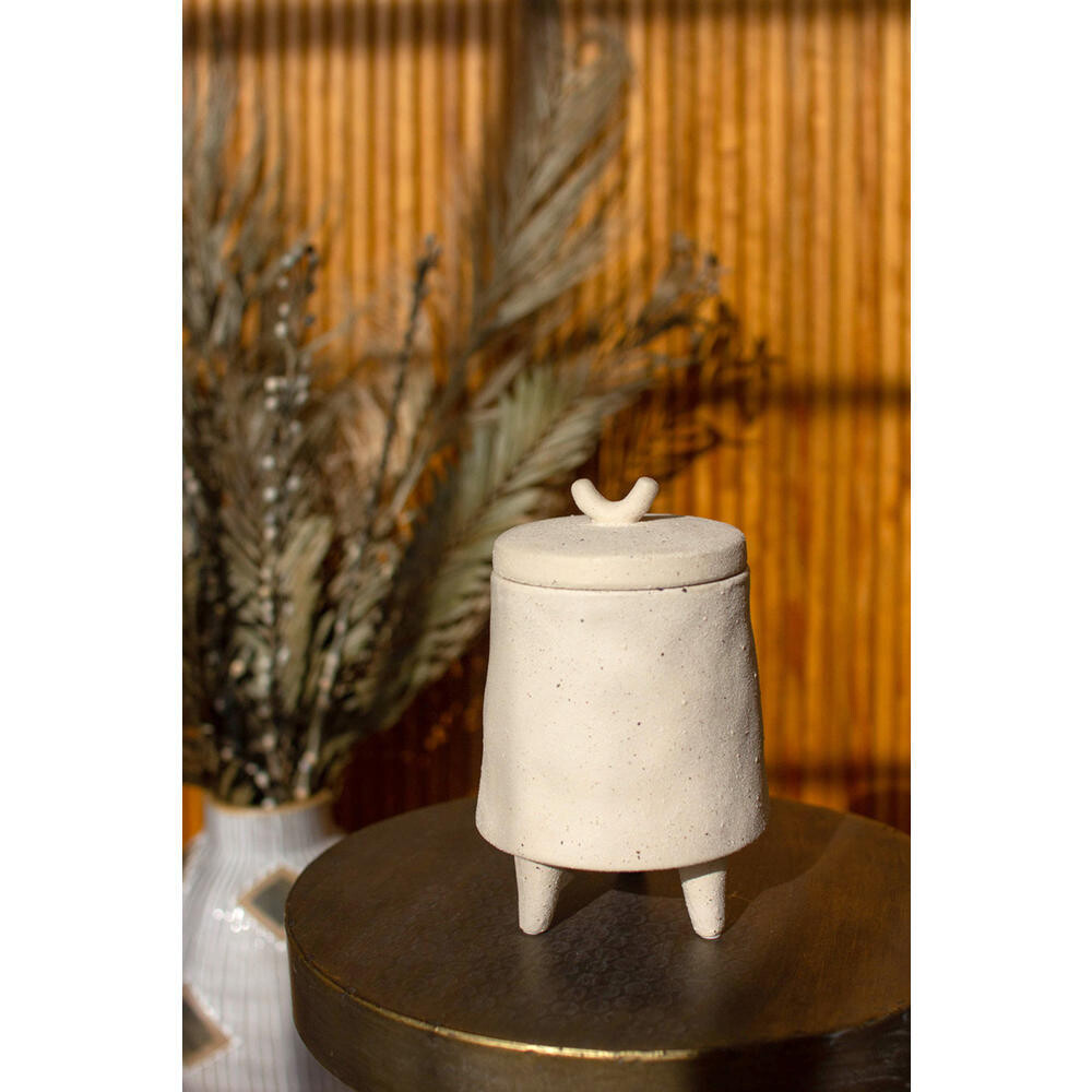 Ceramic Cylinder Canister w/Three Feet