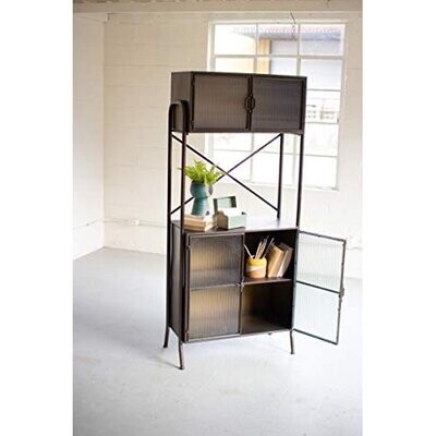 Metal Shelving Unit w/Corrugated Glass Doors