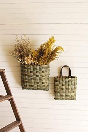Olive Split Wood Hanging Wall Basket Lg Olive Split Wood Hanging Wall Basket Lg
