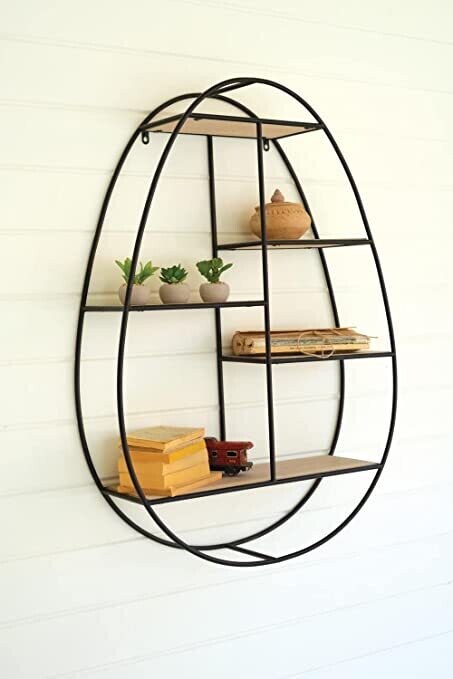 Oval Metal & Wood Wall Shelf Oval Metal & Wood Wall Shelf