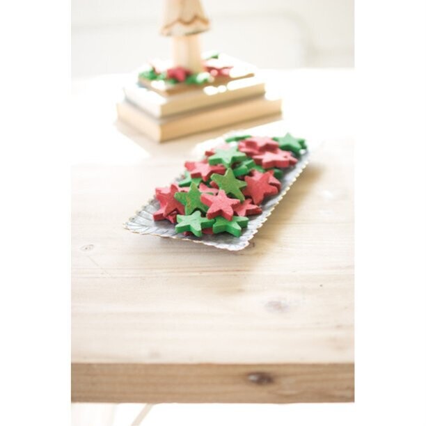 Red &amp; Green Clay Stars-Bag Of 75