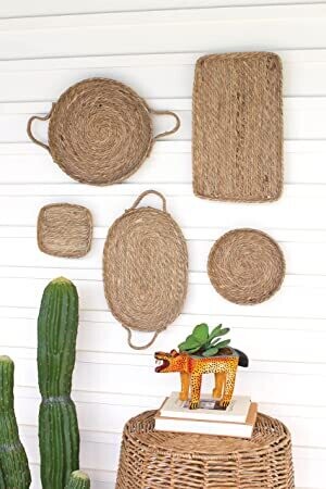 S/5 Woven Seagrass Trays Wall Art