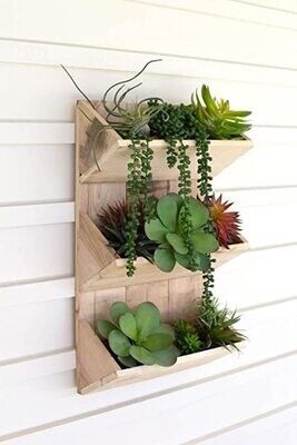 Triple Wooden Wall Planter