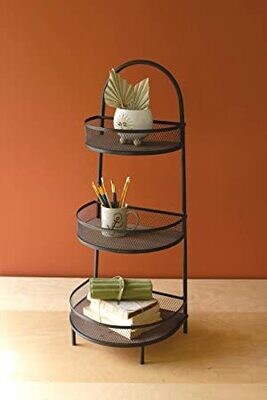 Wood &amp; Metal Demi Lune Three Tiered Storage Stand