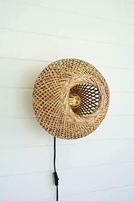 Woven Cane Wall Sconce Light