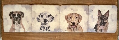 Watercolor Dogs Resin Coasters S/4