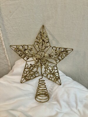 Gold Glittered Metal Tree Topper