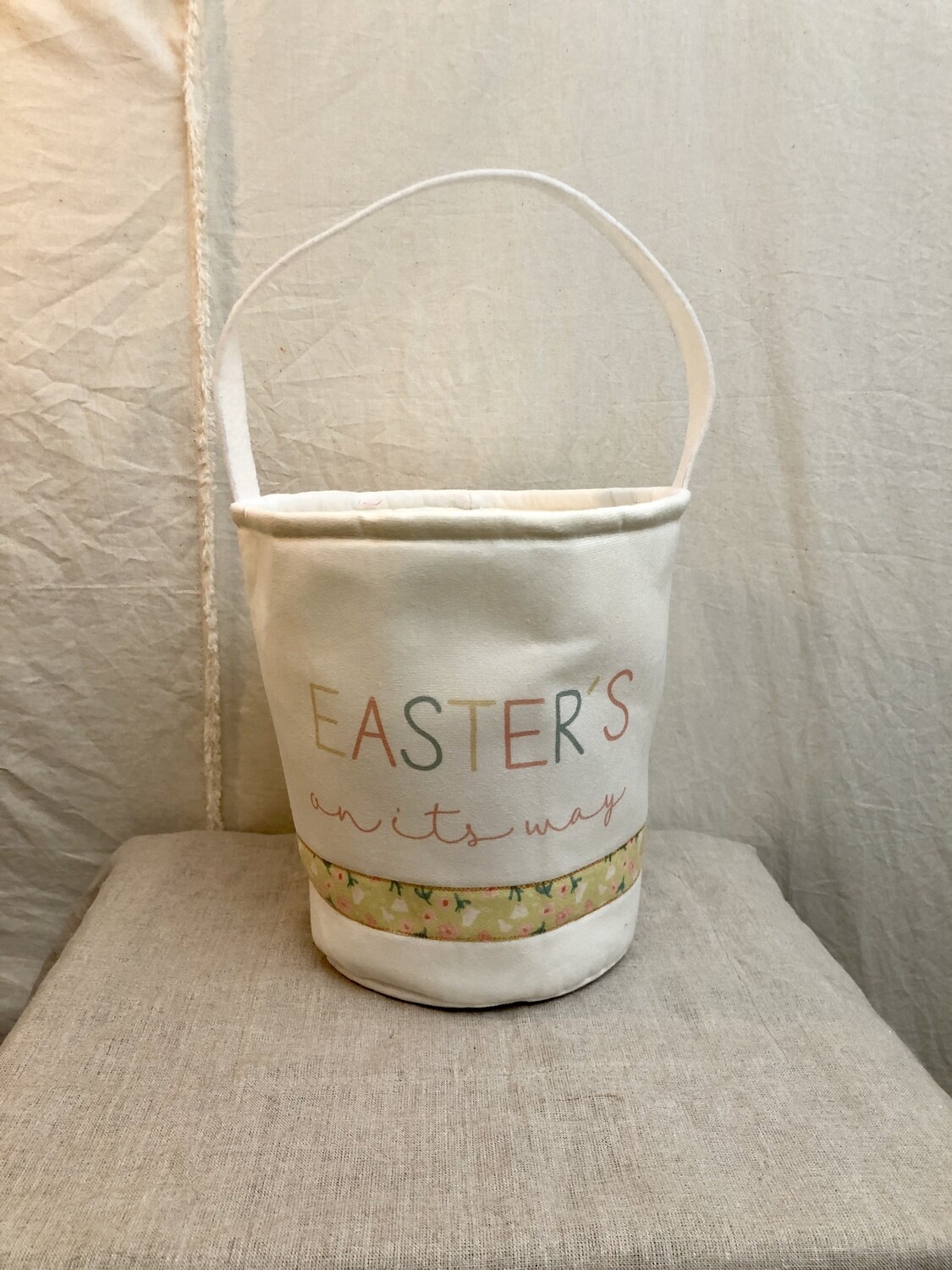 Fabric Easter Basket - Easter's on it's Way Fabric Easter Basket - Easter's on it's Way