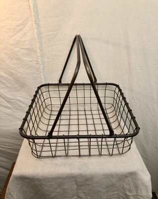 Galv Rustic Wire Square Basket Lg