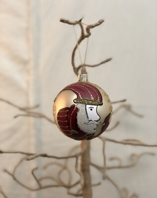 Mouth Blown Glass Ornament Med - Santa &amp; Cardinal