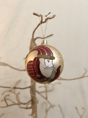 Mouth Blown Glass Ornament Lg - Santa &amp; Cardinal