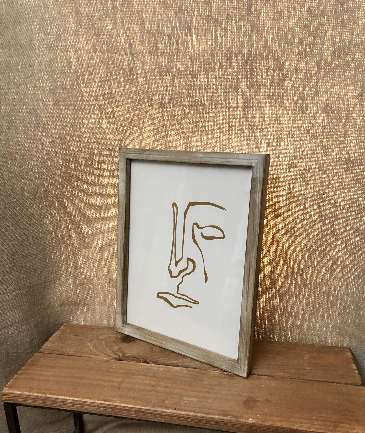 Framed Face Print Under Glass - Cream