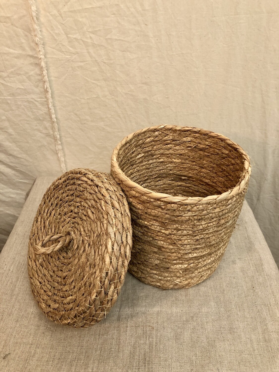 Seagrass Storage Basket w/Lid Lg Seagrass Storage Basket w/Lid Lg