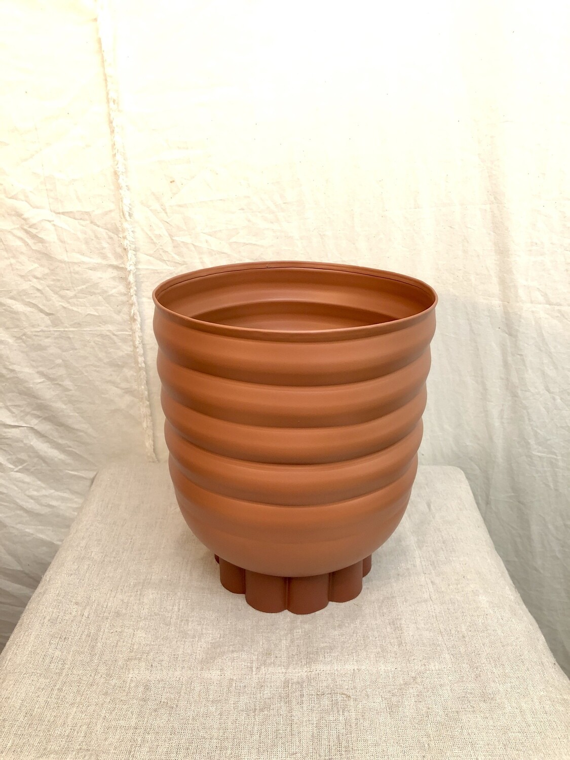 Painted Ribbed Metal Planter Sm